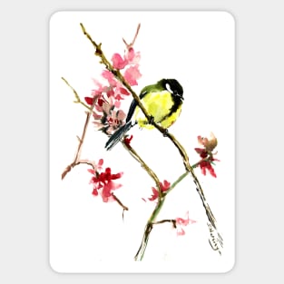 Great Tit and Spring Blossom Sticker